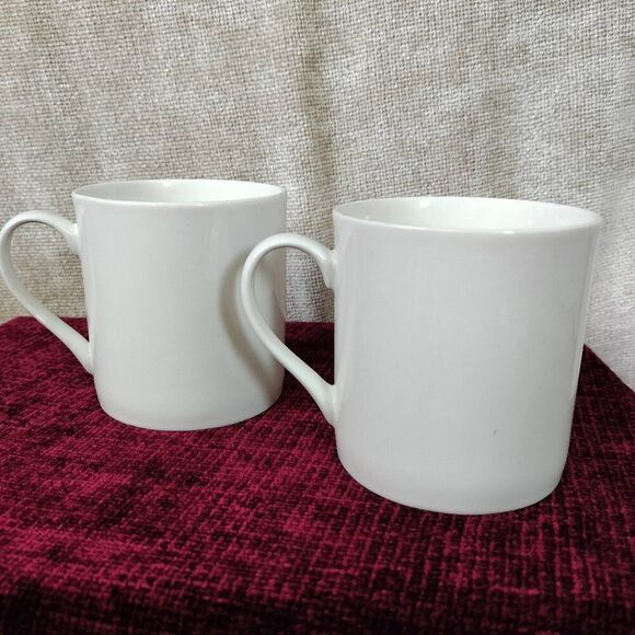 Set of 2 Pier 1 Imports White Porcelain Coffee Mugs New Essential Classic - Picture 1 of 6